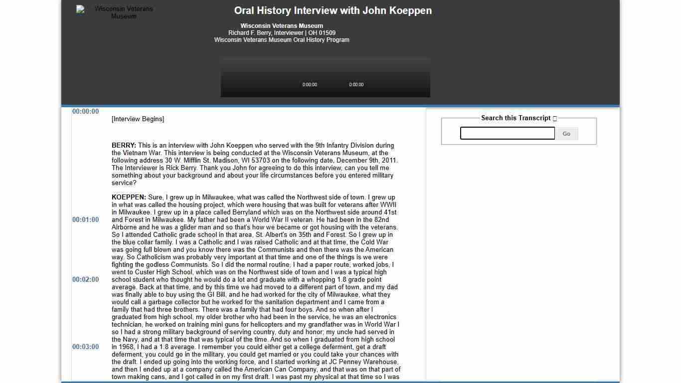 Oral History Interview with John Koeppen