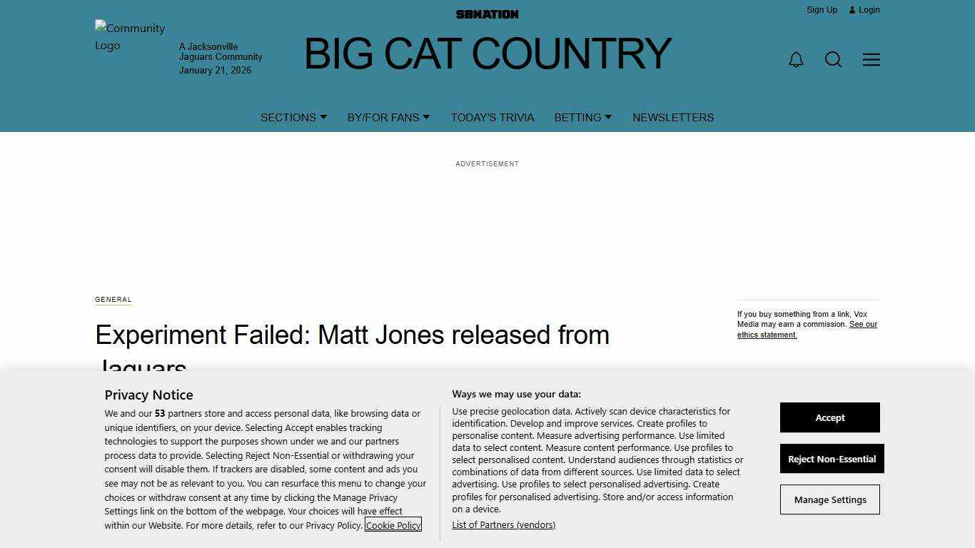 Experiment Failed: Matt Jones released from Jaguars | Big Cat Country